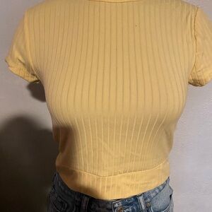 Yellow Ribbed Women's Top